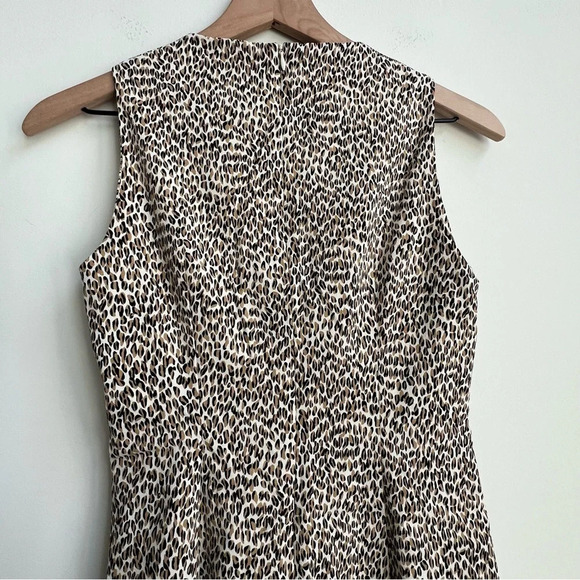 J. McLaughlin Anne Dress Tan Micro Animal Print Sheath Sleeveless Size 2 - Picture 8 of 12